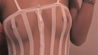 Hot babe rips her clothes and masturbates - porn video