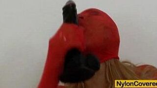 Nylon mask on leggy babe - porn video